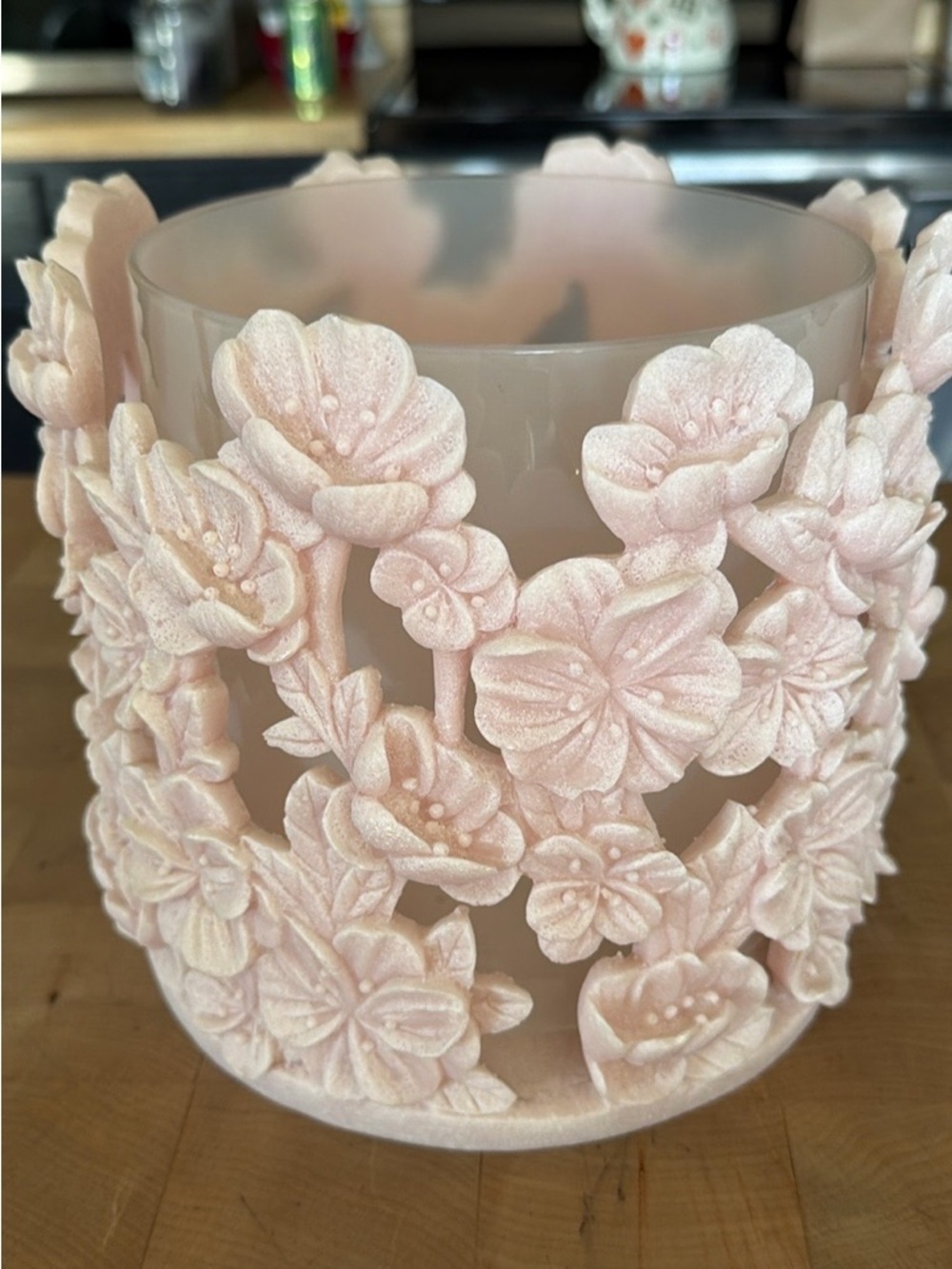 Homeworx Pink Floral Cutout Candle Holder - Decorative Accent